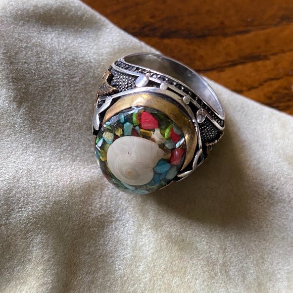 Brand New 925 Sterling Sliver Unique Men's Ring with Genuine Stones - Picture 1 of 11